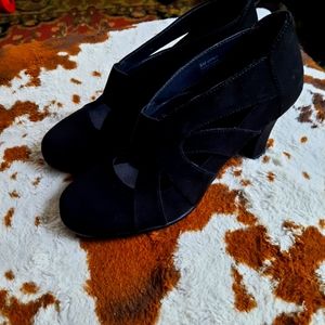 Black Suede Chunky High Heel